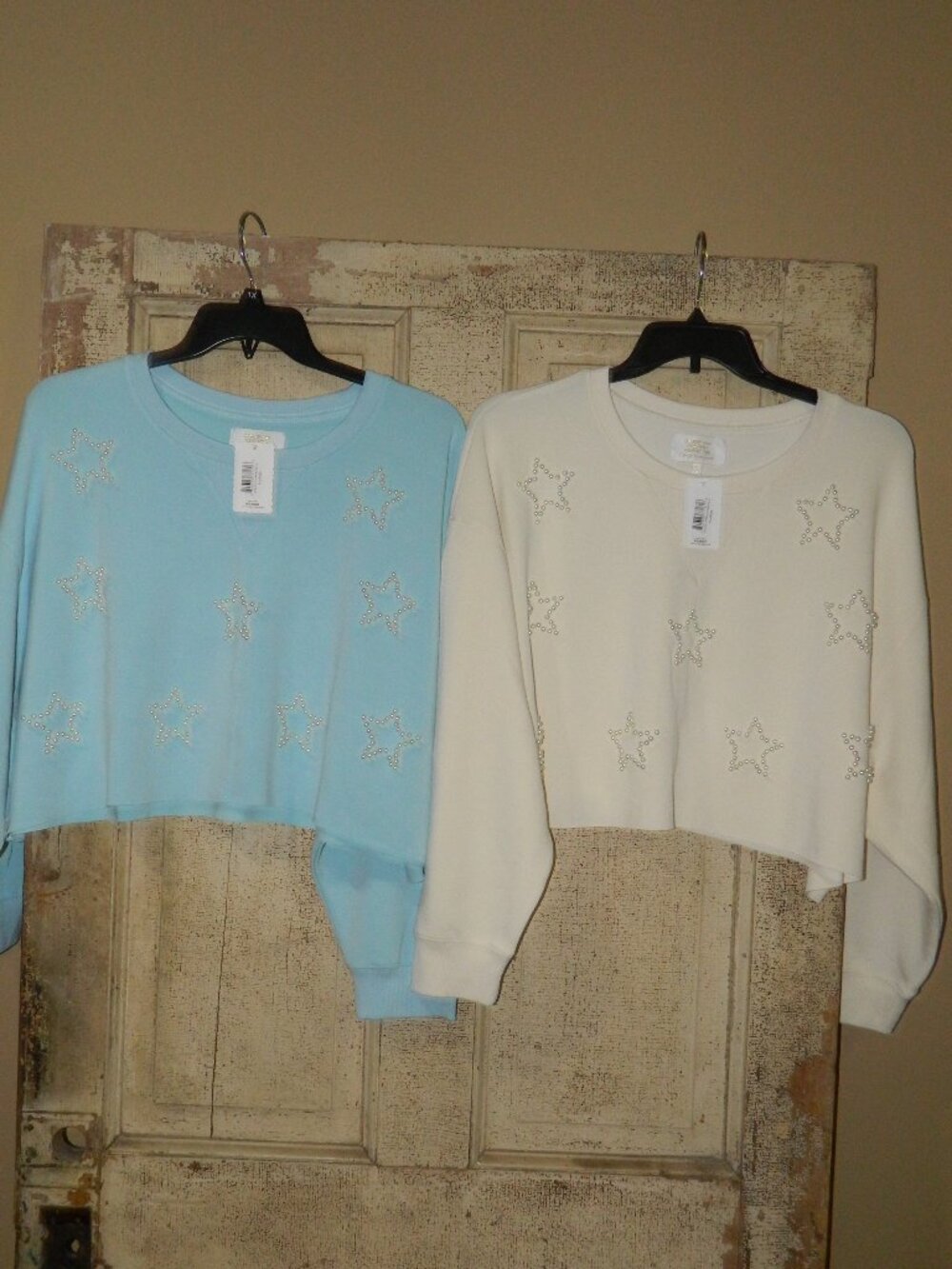 Simply Southern Piper Pearl Star Cropped Sweatshirt Pullover Lot of 2 Sz XL